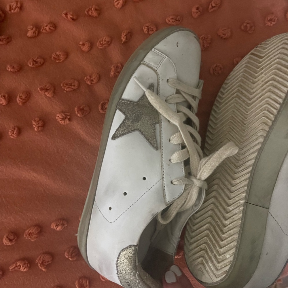Golden goose superstar white gold star sprinkle shoes size 8 - Picture 2 of 7